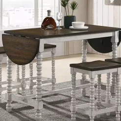 Online Kirklands Home Dark Walnut & White Wood Ema Counter Height Table Brown