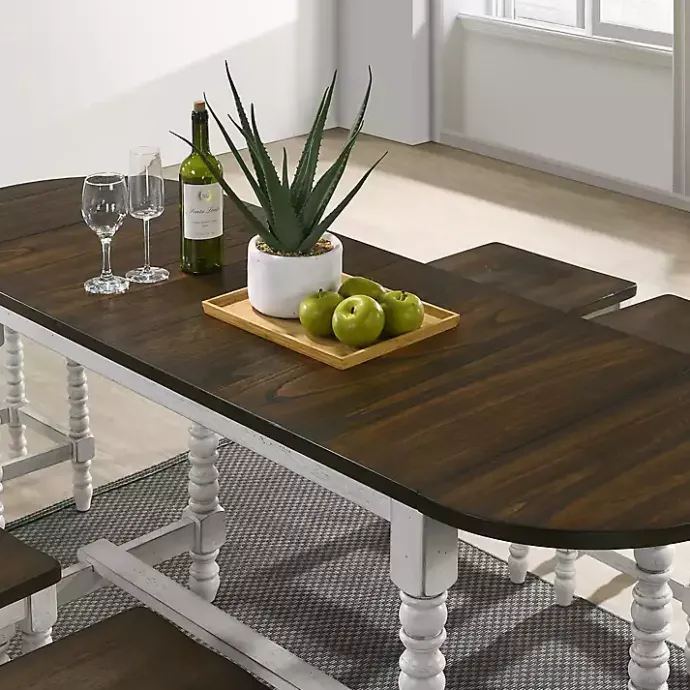 Online Kirklands Home Dark Walnut & White Wood Ema Counter Height Table Brown