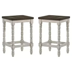 Online Kirklands Home Dark Walnut & White Wood Ema 2-pc. Counter Stools Brown