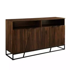 Best Kirklands Home Dark Walnut Angled Door Wooden Sideboard Cabinet Brown