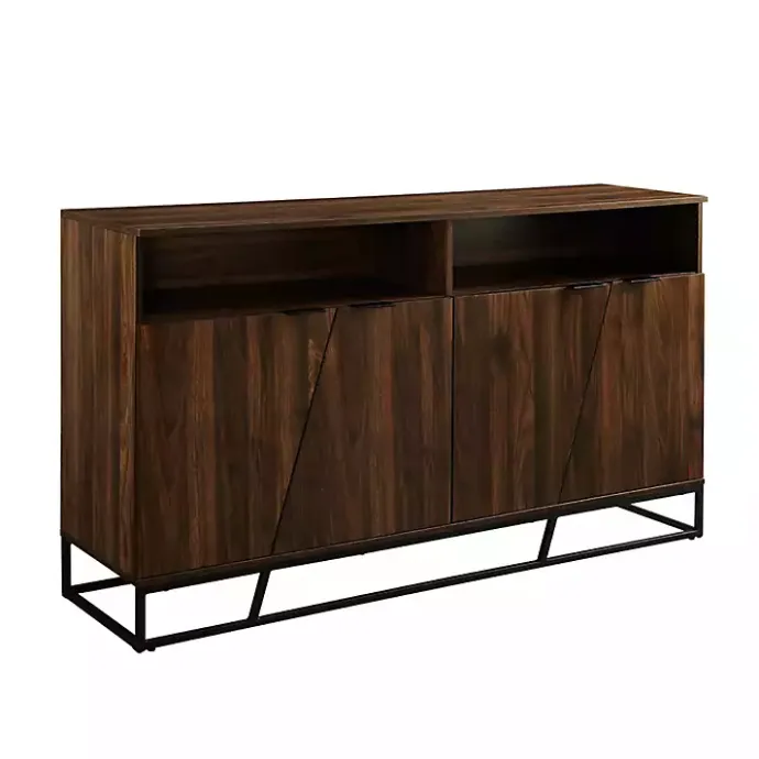 Best Kirklands Home Dark Walnut Angled Door Wooden Sideboard Cabinet Brown