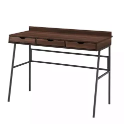 Kirklands Home Dark Walnut Angled 3-Drawer Desk