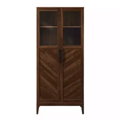 Kirklands Home Dark Walnut Chevron Wooden Storage Cabinet Brown