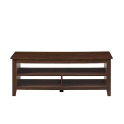 Clearance Kirklands Home Dark Walnut Grooved Side Panel Coffee Table Brown