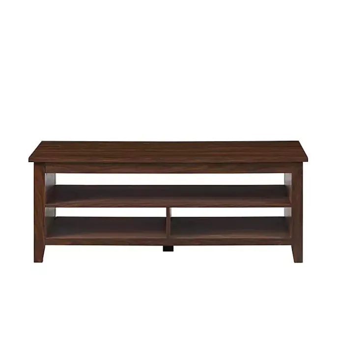 Clearance Kirklands Home Dark Walnut Grooved Side Panel Coffee Table Brown