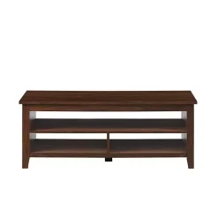 Clearance Kirklands Home Dark Walnut Grooved Side Panel Coffee Table Brown
