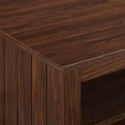 Clearance Kirklands Home Dark Walnut Grooved Side Panel Coffee Table Brown