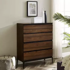 Outlet Kirklands Home Dark Walnut Midcentury Four-Drawer Chest Brown