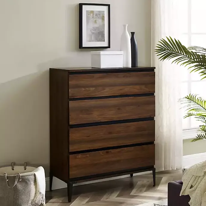 Outlet Kirklands Home Dark Walnut Midcentury Four-Drawer Chest Brown