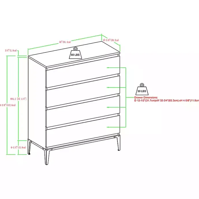 Outlet Kirklands Home Dark Walnut Midcentury Four-Drawer Chest Brown