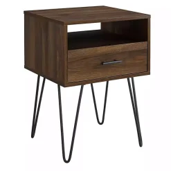 Best Kirklands Home Dark Walnut Modern Farmhouse Side Table Brown