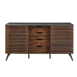 Online Kirklands Home Dark Walnut Slatted 4-Drawer Cabinet Brown