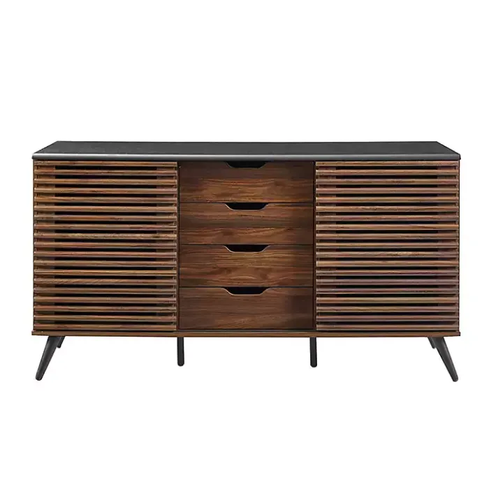 Online Kirklands Home Dark Walnut Slatted 4-Drawer Cabinet Brown