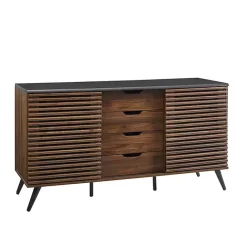 Online Kirklands Home Dark Walnut Slatted 4-Drawer Cabinet Brown