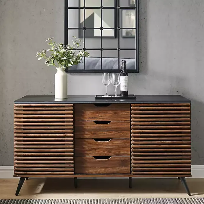 Online Kirklands Home Dark Walnut Slatted 4-Drawer Cabinet Brown