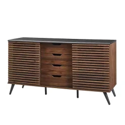 Online Kirklands Home Dark Walnut Slatted 4-Drawer Cabinet Brown