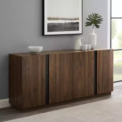 Hot Kirklands Home Dark Walnut Wood and Black Metal Sideboard