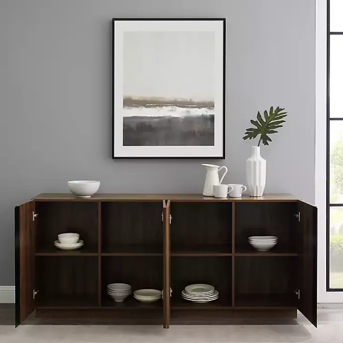 Hot Kirklands Home Dark Walnut Wood and Black Metal Sideboard