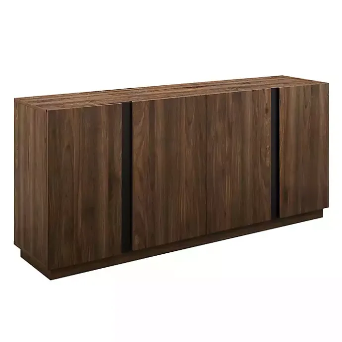 Hot Kirklands Home Dark Walnut Wood and Black Metal Sideboard