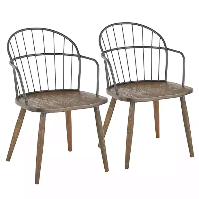 Hot Kirklands Home Dark Walnut Wood Spindle Dining Chairs, Set of 2