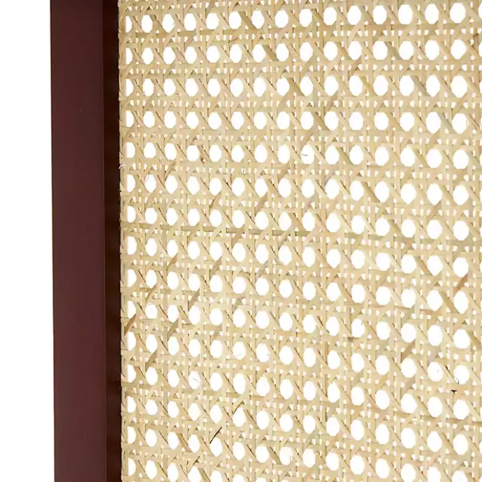 Kirklands Home Dark Wood & Rattan Arched Trifold Room Divider Brown