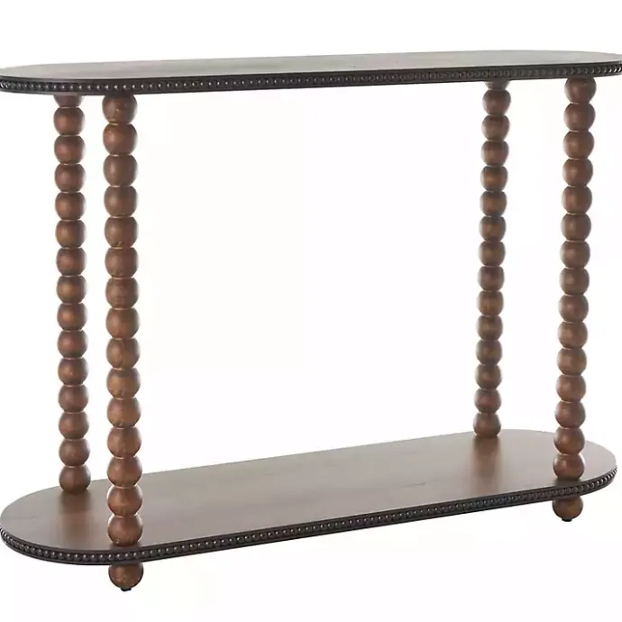 Discount Kirklands Home Dark Wood Beaded Spindle Console Table Brown