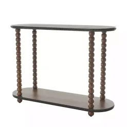 Discount Kirklands Home Dark Wood Beaded Spindle Console Table Brown