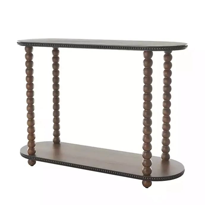 Discount Kirklands Home Dark Wood Beaded Spindle Console Table Brown