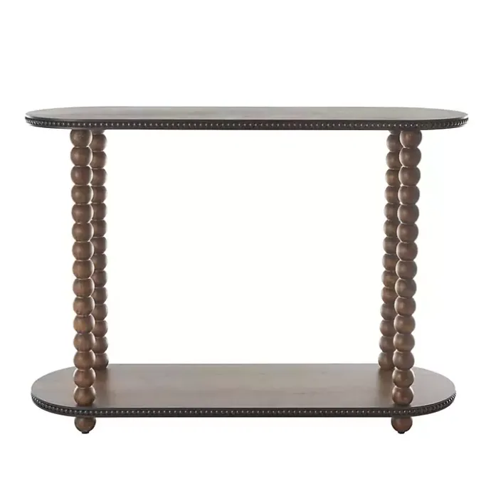Discount Kirklands Home Dark Wood Beaded Spindle Console Table Brown