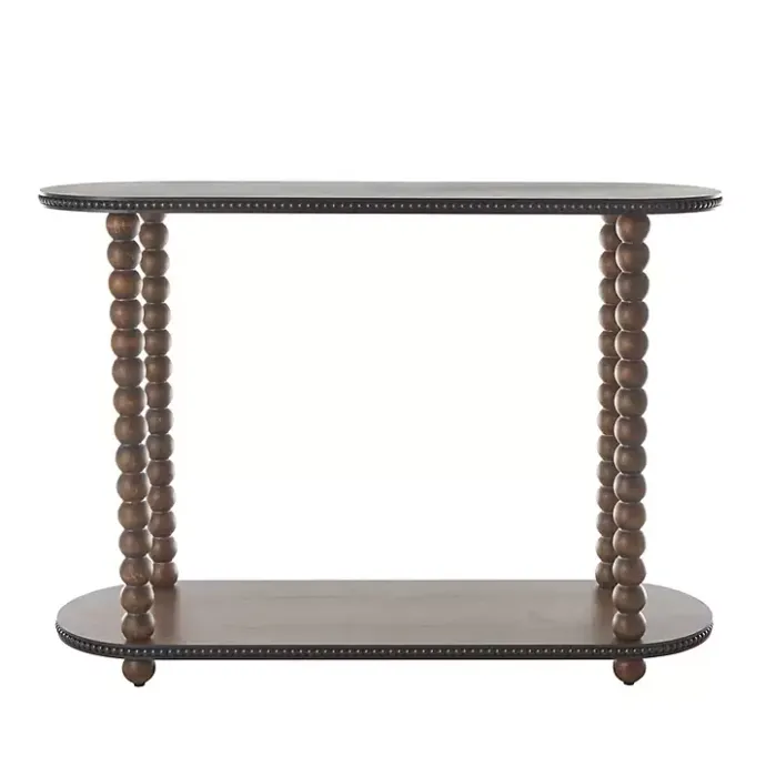 Discount Kirklands Home Dark Wood Beaded Spindle Console Table Brown