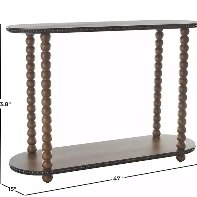 Discount Kirklands Home Dark Wood Beaded Spindle Console Table Brown