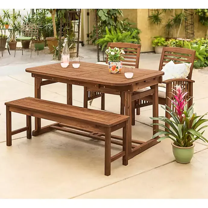Discount Kirklands Home Dark Wood Slat Back 4-pc. Outdoor Dining Set Brown