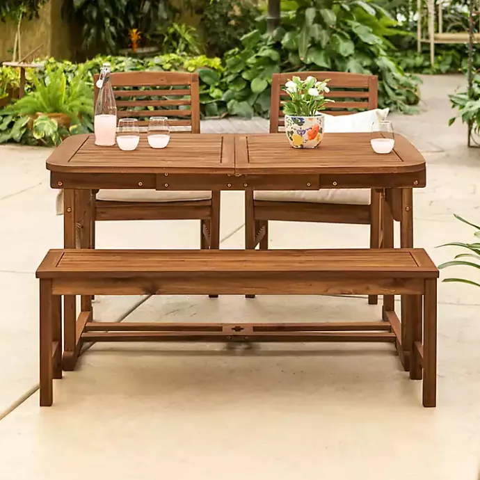 Discount Kirklands Home Dark Wood Slat Back 4-pc. Outdoor Dining Set Brown