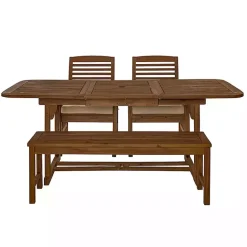 Discount Kirklands Home Dark Wood Slat Back 4-pc. Outdoor Dining Set Brown