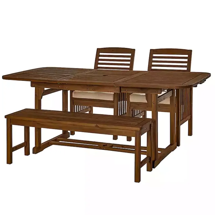 Discount Kirklands Home Dark Wood Slat Back 4-pc. Outdoor Dining Set Brown