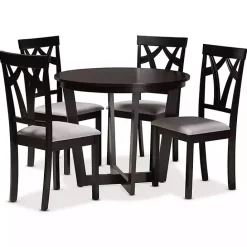Hot Kirklands Home Dark Wooden Interlocked Base 5-pc. Dining Set