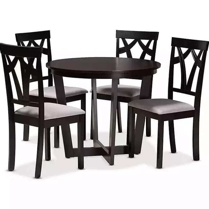 Hot Kirklands Home Dark Wooden Interlocked Base 5-pc. Dining Set
