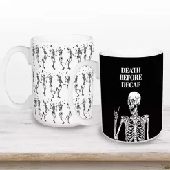Sale Kirklands Home Death Before Decaf Halloween Mugs, Set of 2