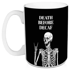 Sale Kirklands Home Death Before Decaf Halloween Mugs, Set of 2