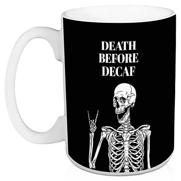 Sale Kirklands Home Death Before Decaf Halloween Mugs, Set of 2