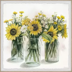 Best Kirklands Home Deckled Sunflower Trio Framed Art Print