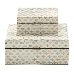 Kirklands Home Decorative Mussel Shell Wood Boxes, Set of 2