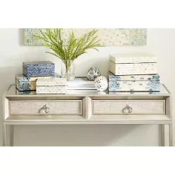 Kirklands Home Decorative Mussel Shell Wood Boxes, Set of 2