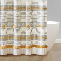 Sale Kirklands Home Decorative Stripe Tassel Shower Curtain