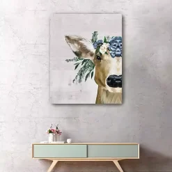 New Kirklands Home Deer and Wildflowers Giclee Canvas Art Print