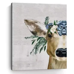 New Kirklands Home Deer and Wildflowers Giclee Canvas Art Print