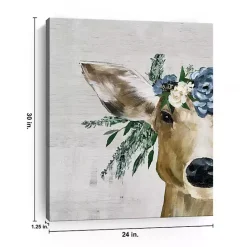 New Kirklands Home Deer and Wildflowers Giclee Canvas Art Print