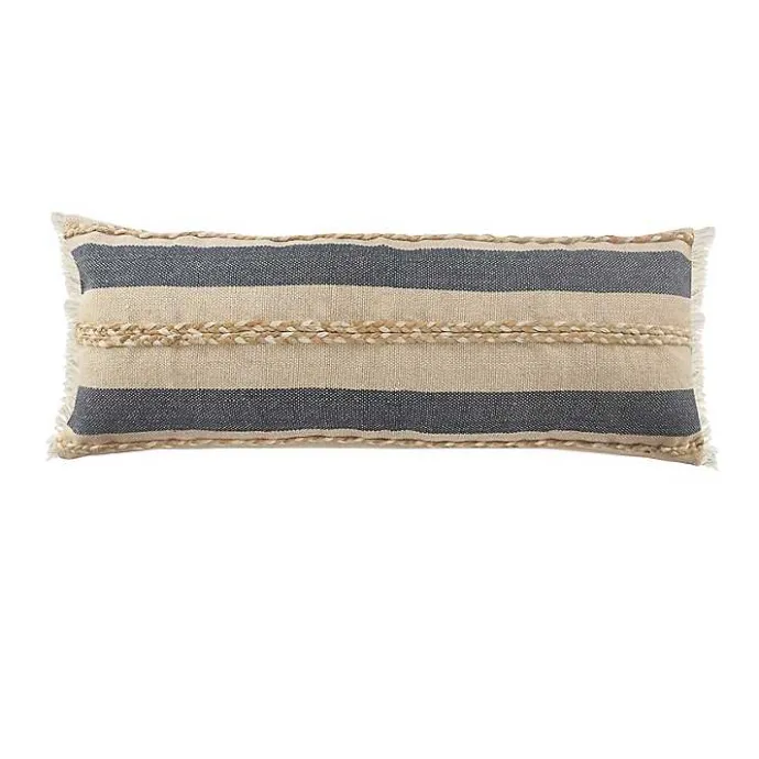 Discount Kirklands Home Denim Blue Braided Stripe Lumbar Pillow