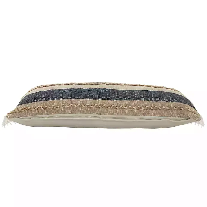Discount Kirklands Home Denim Blue Braided Stripe Lumbar Pillow