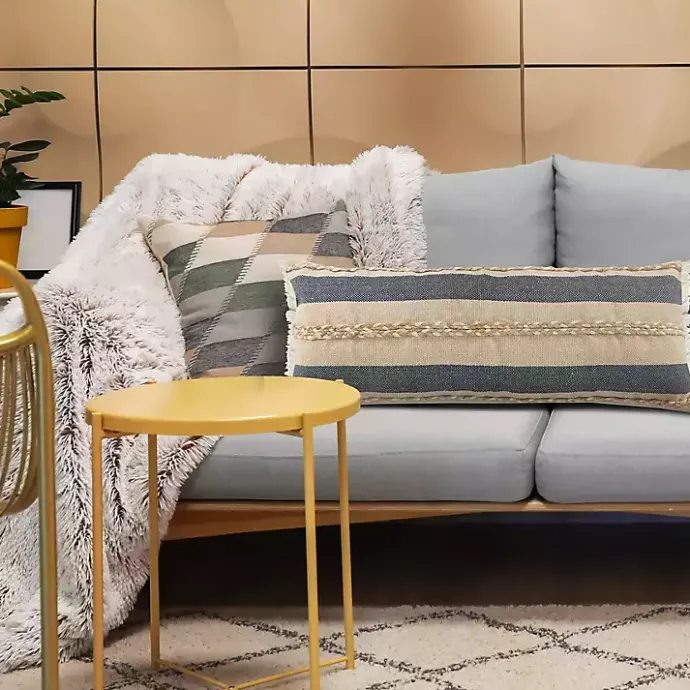 Discount Kirklands Home Denim Blue Braided Stripe Lumbar Pillow